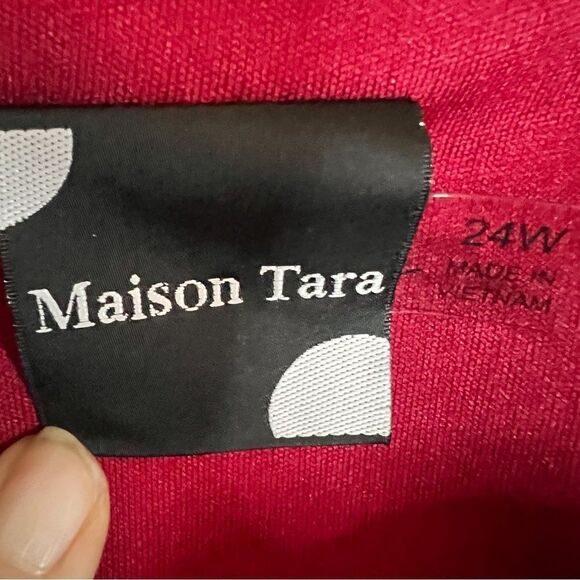 NWT Maison Tara Crushed Velvet Baby Doll Cherry Red Dress Size 24W Wedding Prom - Picture 7 of 11